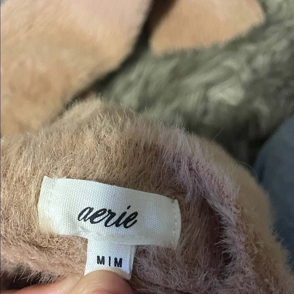 Aerie tan Fuzzy Twist-Front Sweater - Picture 5 of 6